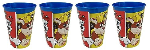 Theonoi Lot de 4 gobelets pour enfant - 260 ml - Verre au choix - En plastique sans BPA - Cadeau pour garçon (motif Pat' Patrouille)