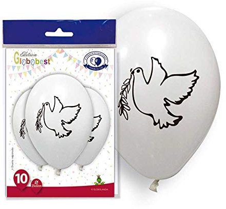 Set mit 3 Luftballons, Friedenstaube, 30 Luftballons, Luftballons zur Dekoration der Erstkommunion.