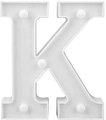 LED Deko Buchstaben - 22 cm A-Z - mit warmen Licht - Lampe beleuchtet Hinstellen Hochzeit Schriftzug Wort Love Home Batterie Lechtdeko Alphabet Ja Liebe Romantisch Wohnzimmer Bar Leuchtbuchstaben (K)