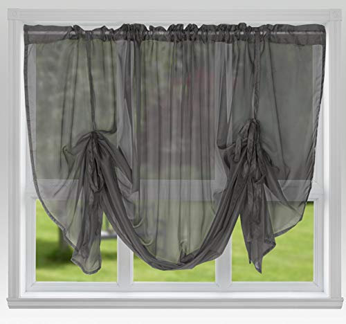 John Aird Voile Tie Blind Curtain Panels 58 Wide x 54 Drop (Dark Grey, 58 Wide x 54 Drop)