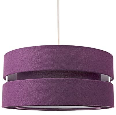 Happy Homewares Contemporary Quality Purple Linen Fabric Triple Tier Ceiling Pendant Light Shade | 60w Maximum | Designer Style | 26cm Diameter