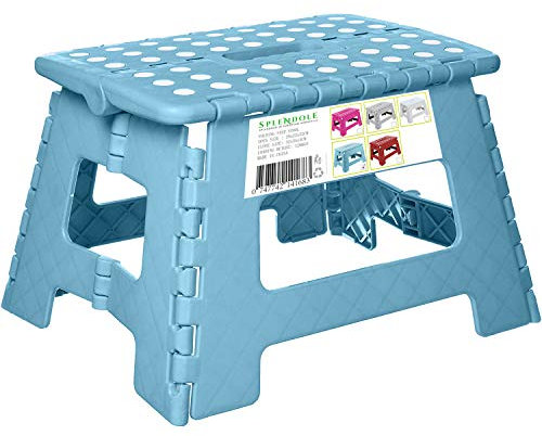Splendole Tritthocker Klapphocker Faltbar Kinderfußbank Klapptritt Bad-Hocker Klappbar Kindertritt Klein Aufstiegshilfe Küchenhocker Für Kinder Erwachsene (Türkis)