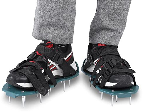 Aérateur de pelouse Aérateur de pelouse Scarificateur Scarificateur de pelouse Chaussures à Ongles pour Votre pelouse ou Votre Cour(Quatre Sangles)