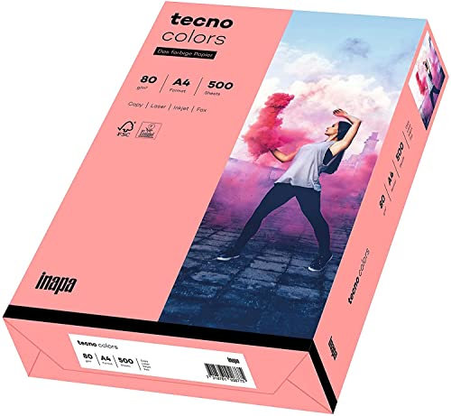 inapa farbiges Druckerpapier, buntes Papier tecno Colors: 80 g/m², A4, 500 Blatt, rosa