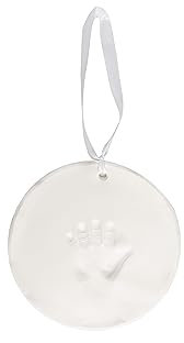 Reece Studio Baby Handabdruck Weihnachten Andenken Kit Ornament DIY Ton Neugeborene Fußabdruck und Handabdruck Maker Geschlechtsneutrales Geschenk für neue und werdende Eltern, Weiß