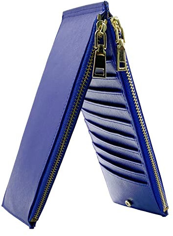 ehsbuy Porte-Cartes à Deux Volets en Cuir Véritable pour Femmes avec Serrure RFID Porte-Cartes De Crédit Porte-Monnaie Multi-Cartes Portefeuille De Téléphone avec Poche à Fermeture Éclair