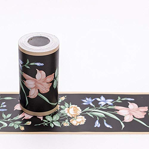 Dostear Frises Papier Peint Fleurs roses 10 X 1000CM Moulure Murale Autocollant Murals Adhesif Murale Plinthe Adhesive PVC