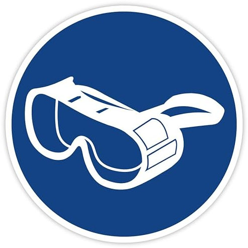 Aufkleber Gebotszeichen „Vollschutzbrille benutzen“ Folie selbstklebend nach BGV 08 | Ø 5-30 cm Made in Germany, Größen Name: Ø5 cm