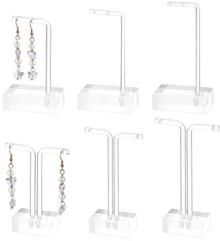 PandaHall 6 Stück Ohrringhalter, 3 Größen T Bar Ohrring Einzelhandel Display Acryl Ohrring Display Rack Halter Hängen Schmuck Organizer Schmuck Baum Ständer Für Halsketten Armband Ohrringe