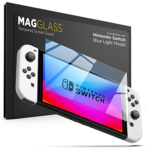 Magglass Protector de pantalla compatible con Nintendo Switch OLED (2021) Protector de cristal templado con bloqueo de luz azul (Anti-Bluelight para reducir la fatiga ocular)