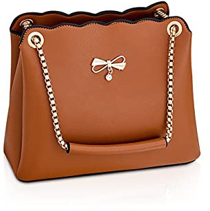 NICOLE & DORIS Tasche Frauen Klein Umhängetasche Damen Handtaschen Elegante Crossbody Bag Damen Handytasche PU Leder Schultertasche mit Kette Braun