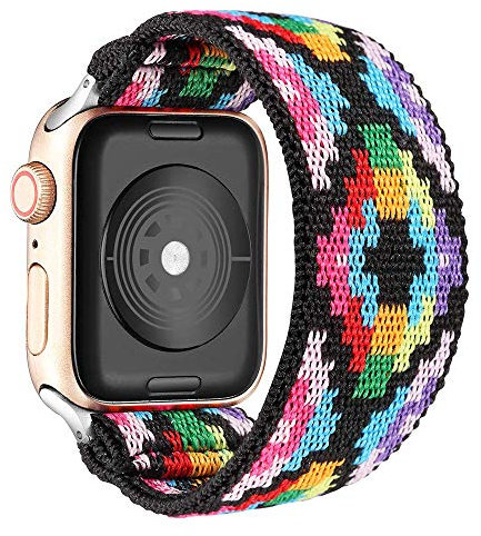 Cinturino elastico compatibile con Apple Watch Scrunchies elastico Solo Loop 38 mm/40 mm/41 mm Retro modello stampato di ricambio per iWatch 7/SE/6/5/4/3, Boemia multicolore 38 mm/40 mm/41 mm
