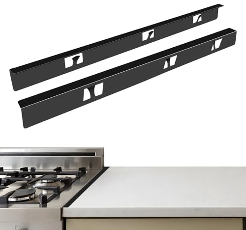 Stove Gap Covers,Stove Gap Filler, Range Trim Kit, Stove Gap Guards, Heat Resistant and Easy to Clean (Aluminum Black 23.4 in.)