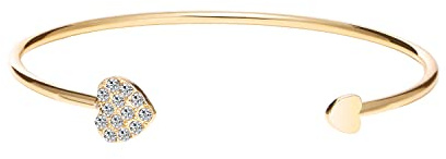 Carufin Love Heart Bracelet Boho Open Crystal Bangle Bracelets Jewelry for Women and Girls (Gold)