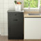 Visiblesser 10 Gallons Tilt Out Trash Cabinet, Wooden Garbage Can Cabinet for Kitchen, Tilt Out Laundry Hamper Cabinet, Dog Proof Trash Cabinet Can Free Standing Holder, Black