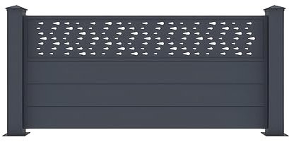 Vente-unique - Clôture à poser H89 x L188.6 cm en aluminium anthracite à motifs - BAZIO