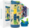 Elemental Iconic Pop Kids Water Bottles with Pop Strap - Triple Wall Leakproof Insulated Stainless Steel Water Bottle - Dishwasher Safe and BPA Free Water Bottle with Straw - Dinosaur - 414 ml