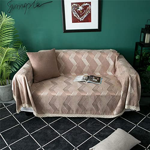 Homxi Dreisitzer Sofa Überzug,Sofaüberwurf Decke mit Wellenlinien Couch Überzug Chenille Sofa-Handtuch Braun Sofa Universal Bezug 180x280CM