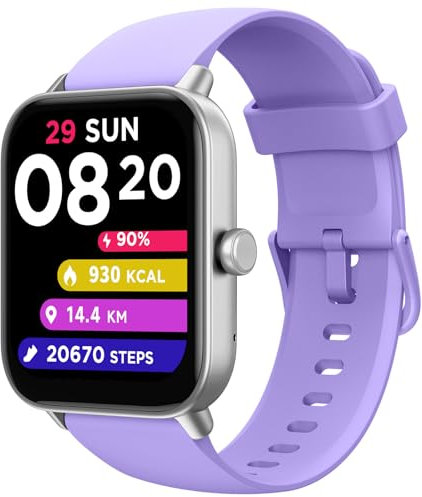 TOOBUR Reloj Inteligente Mujer con Alexa, 1.8 smartwatch Deportivo con 100 Deportes, Recibir y Contestar Llamadas, Podómetro y pulsómetro, IP68 Impermeable Nadar, Compatible con Android iOS
