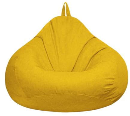 FANSU Sitzsack Waschbar, Sitzsack Ohne Füllung, Sitzsack-StuhlbezugIndoor Outdoor, Sitzsäcke für Kinder Erwachsene, Textile Aufbewahrung mit Reißverschlus M/XL (100x120cm,Gelb)