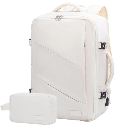 LOVEVOOK Rucksack Handgepäck Flugzeug, Reiserucksack Weekender Herren Damen, Laptop Rucksack für 15,6 Zoll, Travel Backpack für Business Urlaub, Beige