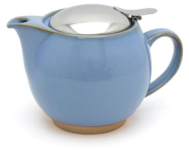Zero Japan Bee House Runde Teekanne für eine Person, 425 ml, Keramik-Teekanne mit Edelstahldeckel und Teesieb, spülmaschinen- und mikrowellengeeignet, Hortensienblau