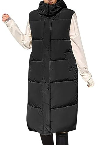 Ubergangs Jacke Damen Winter Mantel Einfarbige Damen-Daunenjacke mit Kapuze und schmaler Passform Jagdbekleidung (Black, XL)