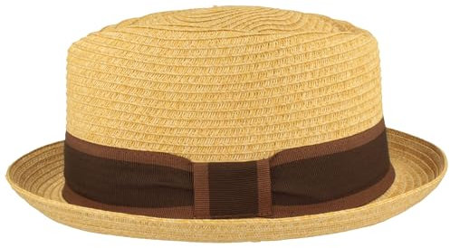 Breiter Strohhut Trilby Sommerhut Sonnenhut knautschbar Hut einfarbige Ripsband-Garnitur Hautfreundlich Trendbeige L