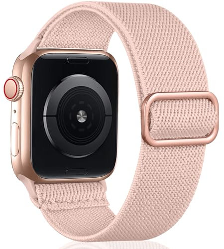 Oielai Solo Loop Straps Compatible with Apple Watch Strap 44mm 45mm 42mm 46mm 49mm, Adjustable Nylon Sport Replacement Band for iWatch Series 11 10 9 8 7 6 5 4 3 2 1 SE Ultra, SandPink