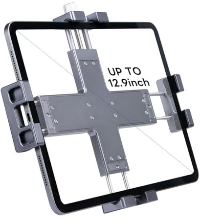 FANAUE Support en métal pour trépied iPad avec adaptateur à rotule de 2,5 cm - Support iPad rotatif à 360° - S'adapte à votre pare-brise, tableau de bord ou bureau - Pour toutes les tablettes de 8 à