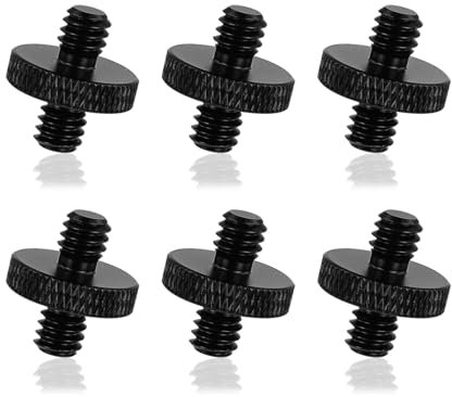 6pcs Mic Stand Adapter, 1/4 Male to 1/4 Male Mic Screw Adapter Sturdy Aluminum Alloy Tripod Screw Adapter for Camera Microphone Stand Tripod