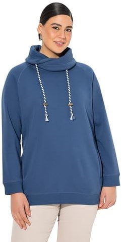 Ulla Popken Damen große Größen Übergrößen Plus Size Sweatshirt, weiter Stehkragen, Taschen, Raglan-Langarm
