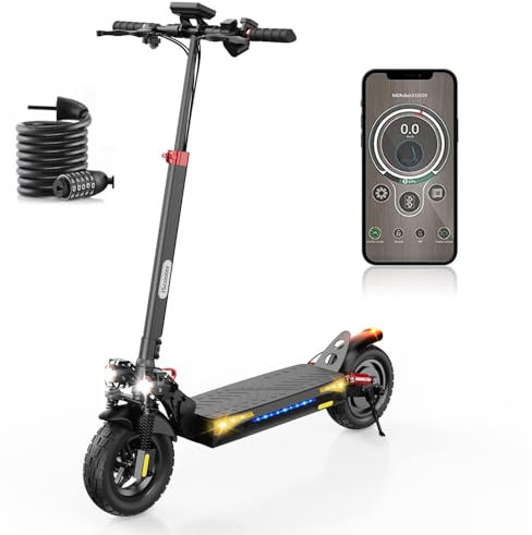 iScooter Electric Scooter, iX4 Electric Scooters Adult 10 Inches Off-road Honeycomb Tires, 45 km Long Range, 48V 15Ah Fast E-Scooter, 3 Speed Modes with APP Control, Dual Shock Suspension