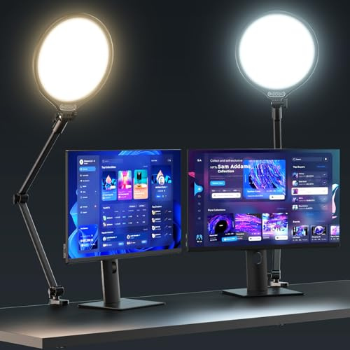 UBeesize 10 Key Light for Streaming, Desk Ring Light with Adjustable Arm (1 Pack), Zoom Lighting for Home Office, Gaming, Podcast, Video Calls, and Recording