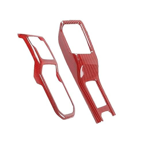 WEFOLEN Aufkleber Für Autoinnenraum Schalthebelverkleidung Abdeckung Automatische Innendekoration 4WD Für Jeep Für Wrangler JL 2018 2019 2020 2021(Red Carbon Fiber Color)