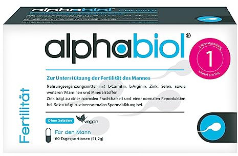 NanoRepro alphabiol Fertilität für den Mann, VEGAN, Nahrungsergänzungsmittel für Fruchtbarkeit & Spermienproduktion, Kinderwunsch Tabletten mit Zink, Selen & Vitaminen - 60 Kapseln für 2 Monate