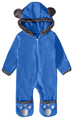 Cuwtheugwg Bébé Combinaison De Neige Polaire Polaire Manteau Fermeture Éclair Coupe-Vent Bambin Coton Épais Tenues Bleu 12-18 Mois Chauds Coupe-Vent Combinaison À Col Combinaison Ski Enfant