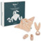KALOO - Lapinoo - Coffret de Naissance - Couleur Peche - 3 Accessoires Bébé - Doudou + Anneau de Dentition Bébé + Chaussons 11 cm - Dès la Naissance, K218020