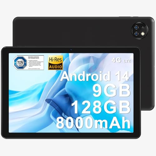 DOOGEE T10W 2025 Newest Android 15 10 Tablet with SIM Card Slots, 8000mAh, 16GB+128GB/1TB TF, Android Tablets With High-Resolution Sound, Eye Protection, 3.5mm Headphone Jack,BT5.0/5G WiFi/OTG- Black
