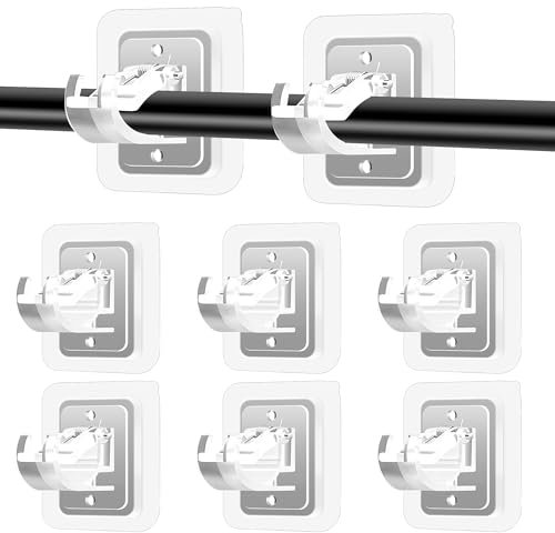 Mytium 8PCS Self-Adhesive Curtain Hooks,No Drill Curtain Pole – Easy Install Pole Brackets, Adjustable Rods, Perfect for Doors, Windows & Swinging Doors Accessories for Home Use