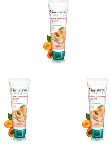 Himalaya Gentle Exfoliating Apricot Scrub Polishes impurities for Clean skin | Moisturizes, relieves and brightens skin | Suitable for all skin types - 75ml Confezione da 3