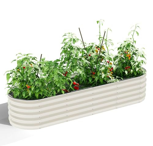 Wurzberge Anti-rust Coated Raised Beds for Garden, Metal Raised Planter for Vegetables and Herbs, 648L Oval Raised Garden Kits 240 * 60 * 45cm