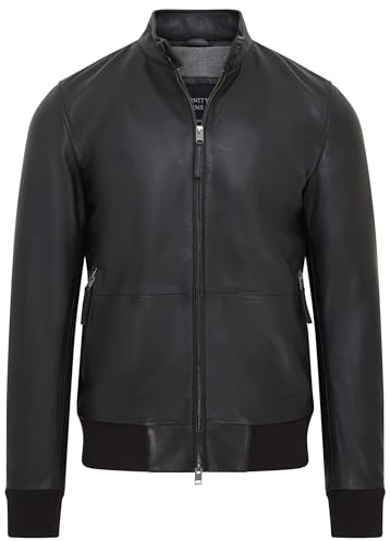 Infinity Leather Schwarze MA-1 Casual Leder-Bomberjacke im Stil Für Herren