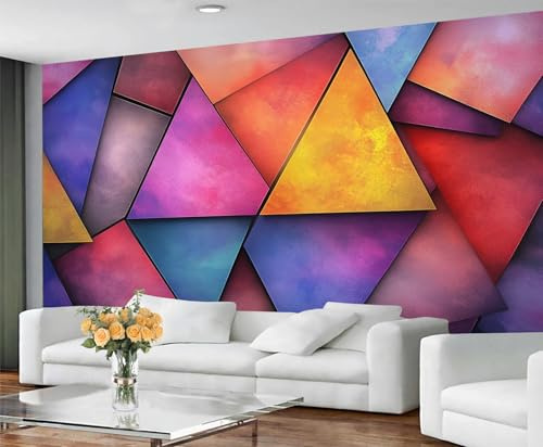 GIVLWF Geometric Wallpaper, Colorful Graffiti Bedroom Wallpaper, Colorful Wall Paper for Living Room, Not Self Adhesive Retro 80s Wall Mural, Pop Art Large Mural & Room Decor