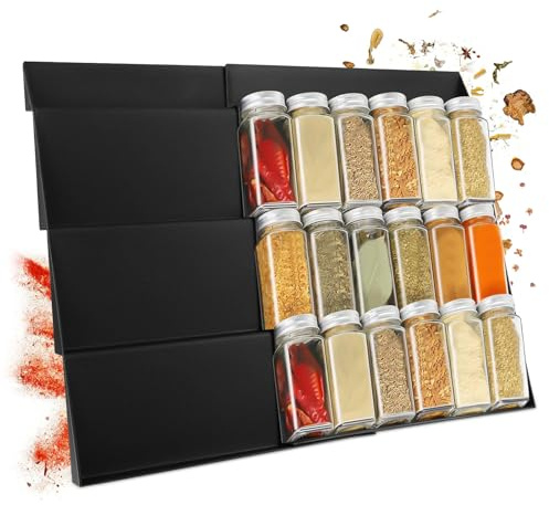 Kuvarix Porta Spezie da Cassetto, 2PCS Portaspezie da Cassetto Porta 39 x 30 cm, Portaspezie Spezie Integrato, Design a Tre Livelli, adatto per Cucina, Piano di Lavoro, Pensile
