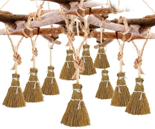 Scopa da per Halloween, scope di paglia con corde rosse, per costume cosplay party