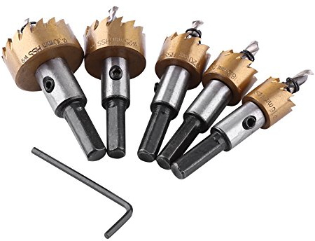 Fyearfly 5 Stück Titan HSS Bohrer Lochsägen-Set, Metallbearbeitung Cutter Werkzeuge 16-30mm, Präzises Schneiden für Metall, Holz, Kunststoff, Enthält Mehrere Größen für vielseitigen Einsatz