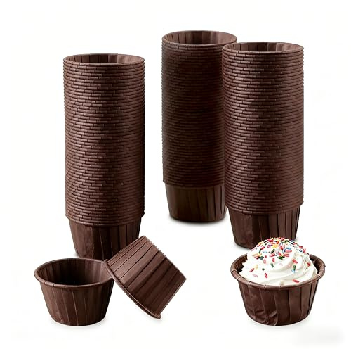 150 Stück Muffinförmchen Papier, Cupcake Förmchen, Muffins Papierförmchen, Muffinform Papier Muffinformen, Cupcake Formen für Dessert Hochzeit Halloween Geburtstag Weihnachten Party(Kaffeebraun)