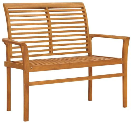 Gecheer Gartenbank 112 cm Massivholz Teak, Gartenbank Sitzbank Gartenmöbel für Kleine Balkone Gärten Terrassen47407