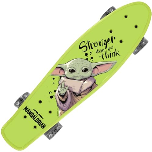 Fish-Skateboard 55 cm, rutschfestes Deck, leicht, STABIL von 20-50 kg (Star Wars The Mandalorian GROGU)